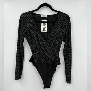 🆕 NWT Lilyful Wrap Bodysuit Top Velvet Sparkle Shimmer Shine Snap Closure Small